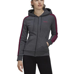 Adidas Essentials Fleece 3 Stripes Full Zip Hoodie Gray Girls Youth XL 14 / 16